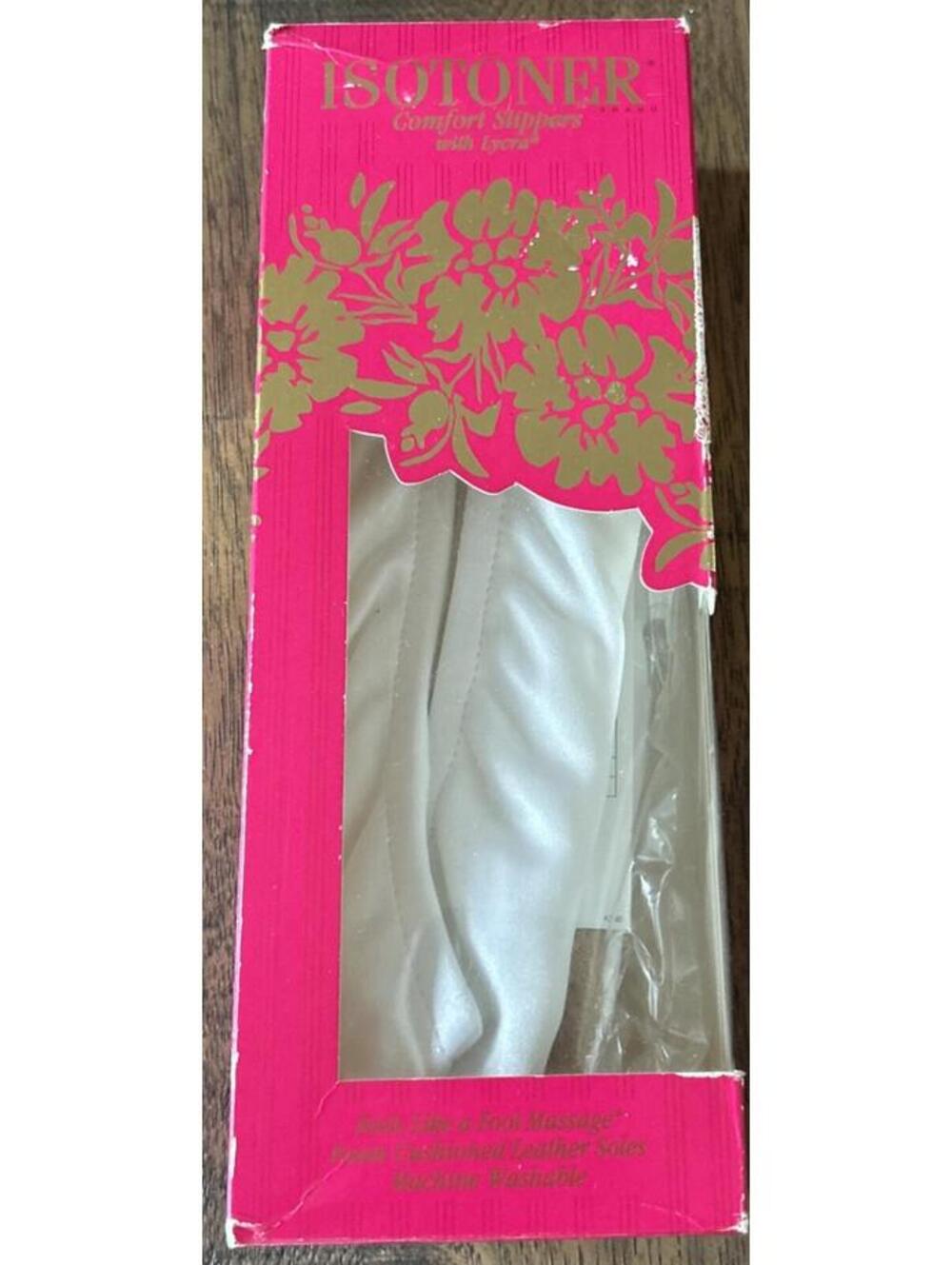 NEW Isotoner Comfort Slippers With Lycra & Cushioned leather Soles 8-9 Large